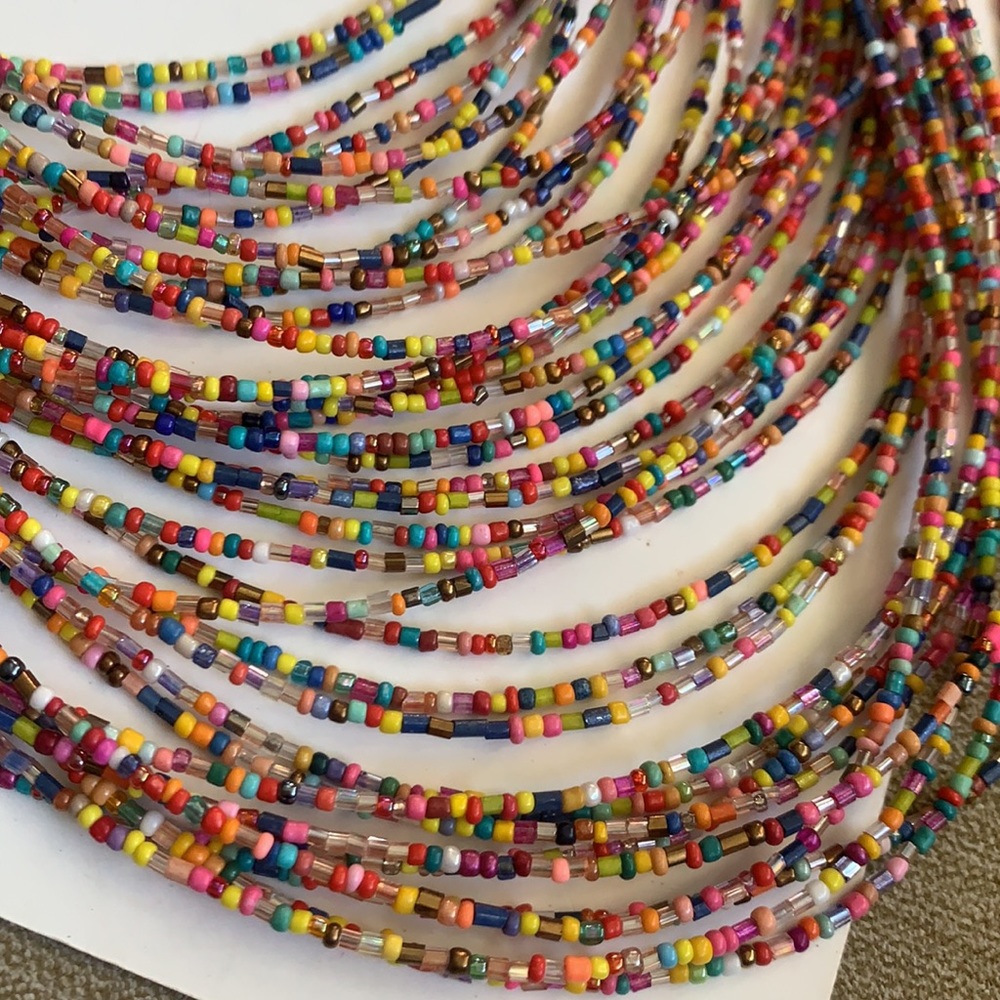 Multicolor Beaded Multi Strand Statement Necklace - image 3